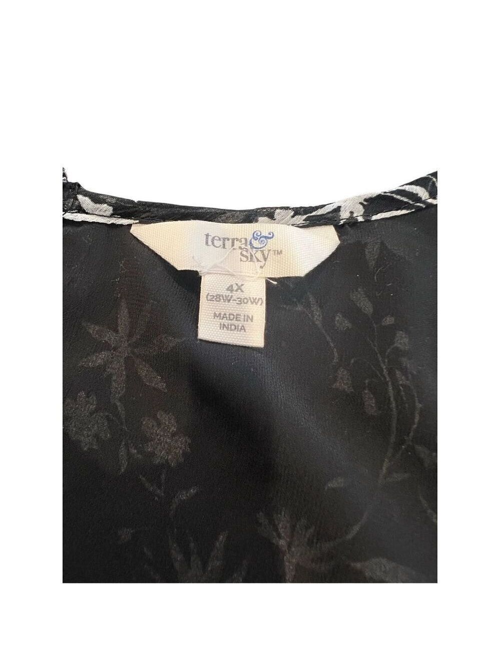 TERRA& Sky  black floral BOHO blouse size 4X - Picture 6 of 9